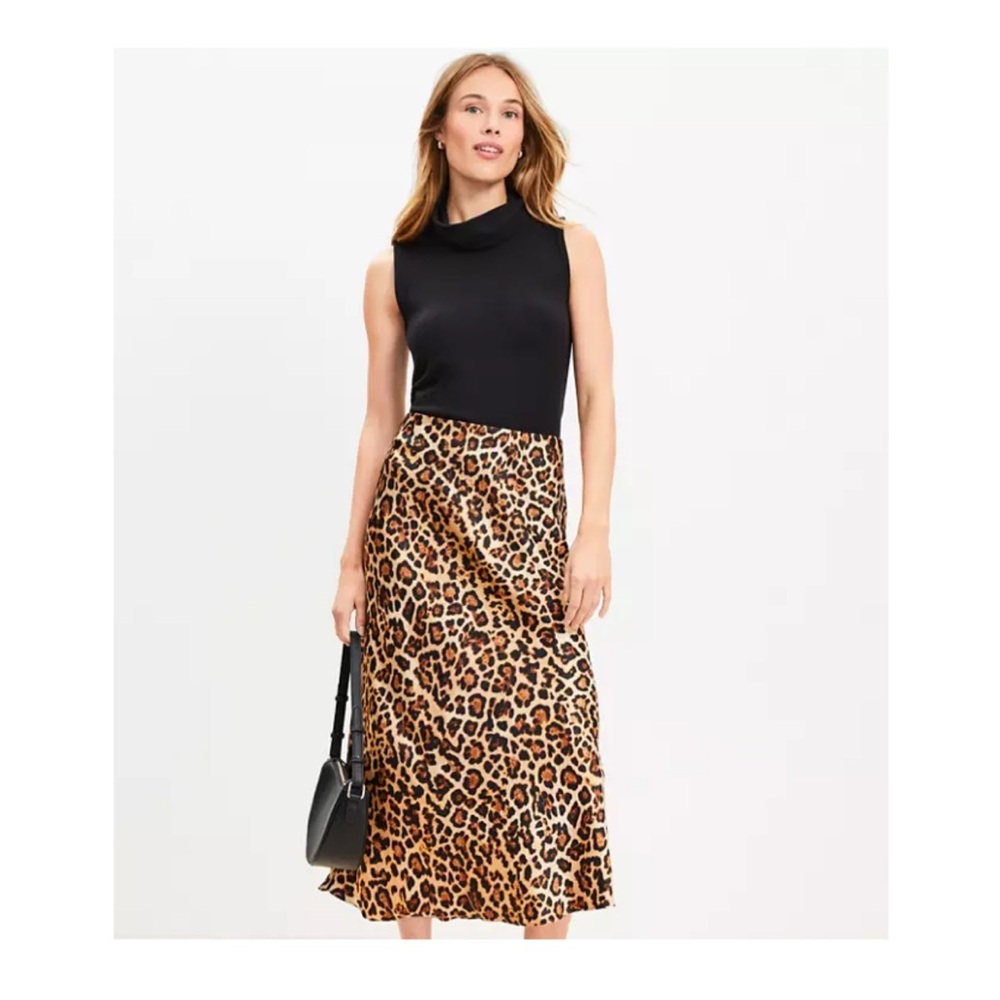 NWT LOFT Leopard Print Skirt with Elastic Waistband size XL/16
